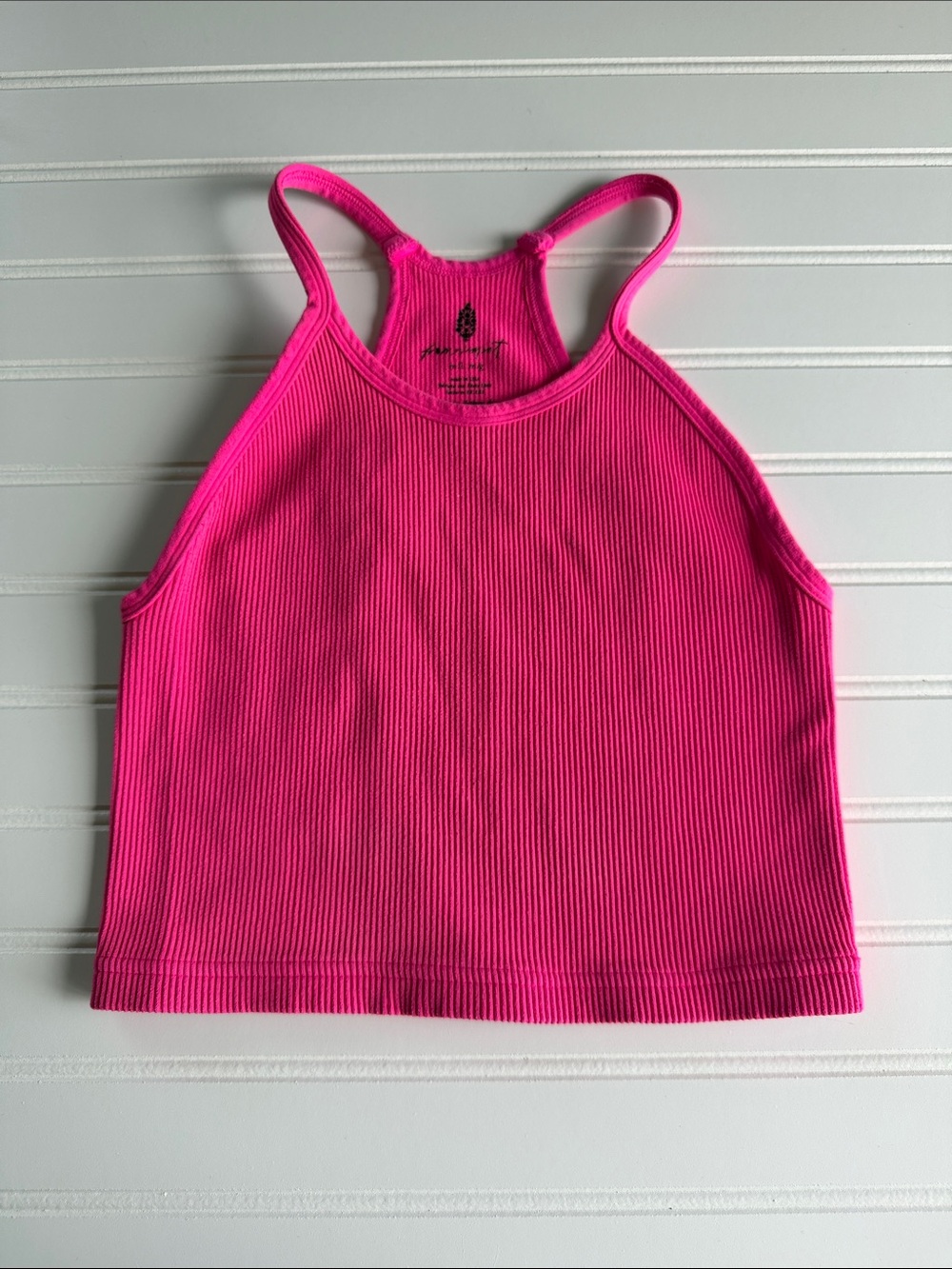 Free People Hot Pink Ribbed Racerback Tank M/L   Cropped Cami